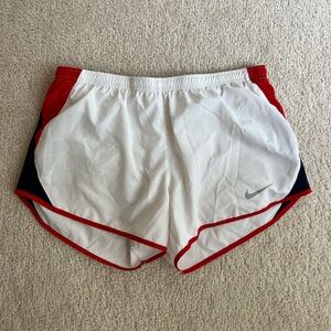 Nike Women's White and Red Athletic Shorts
